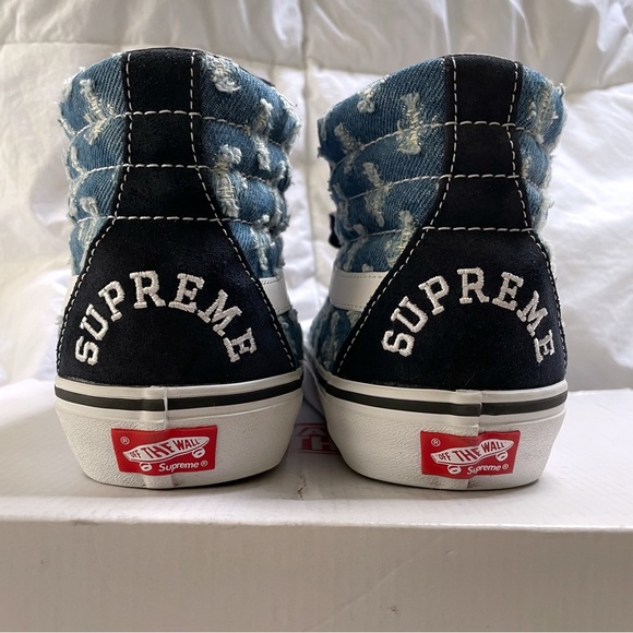 Vans Other - NIB VANS Sk8-Hi x SUPREME Blue Hole Punch Denim 2020 Size 9.5